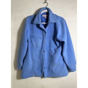 Lady Hathaway Fleece Shirt Jacket Size Large Blue Button Down Soft Flannel